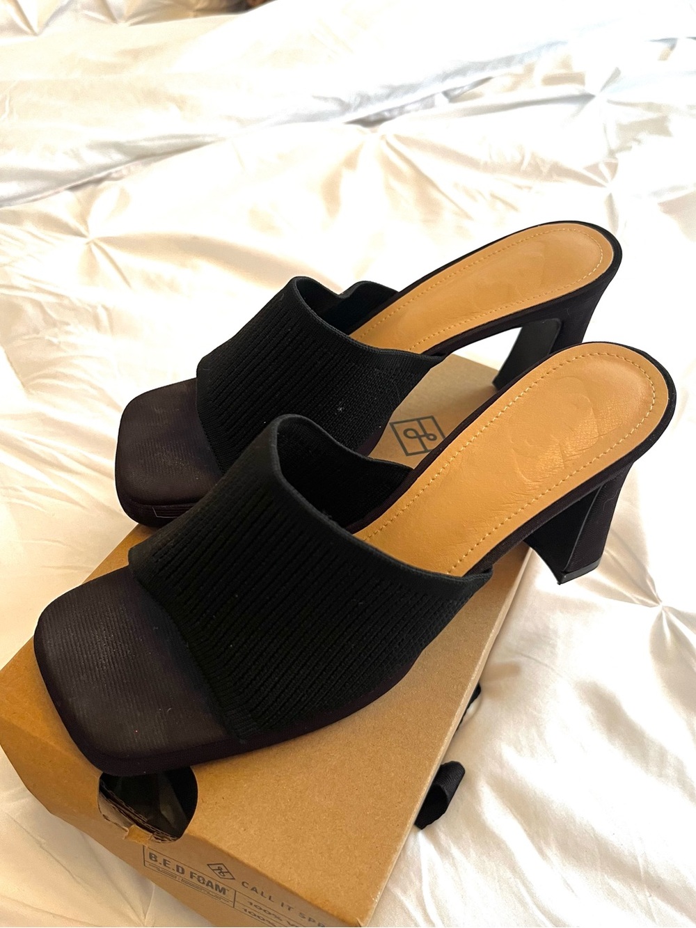 Black Slip-On Block Heel Mules - Size 7 women’s